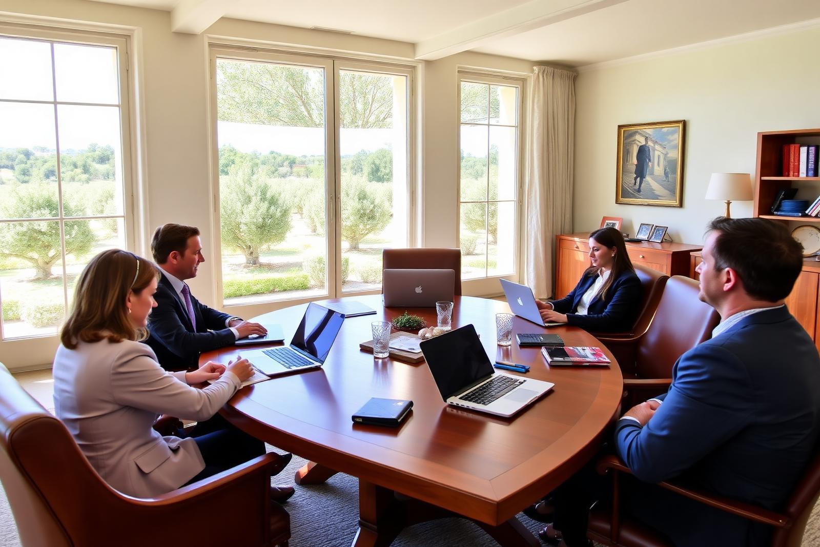 Executive meeting in a villa lounge